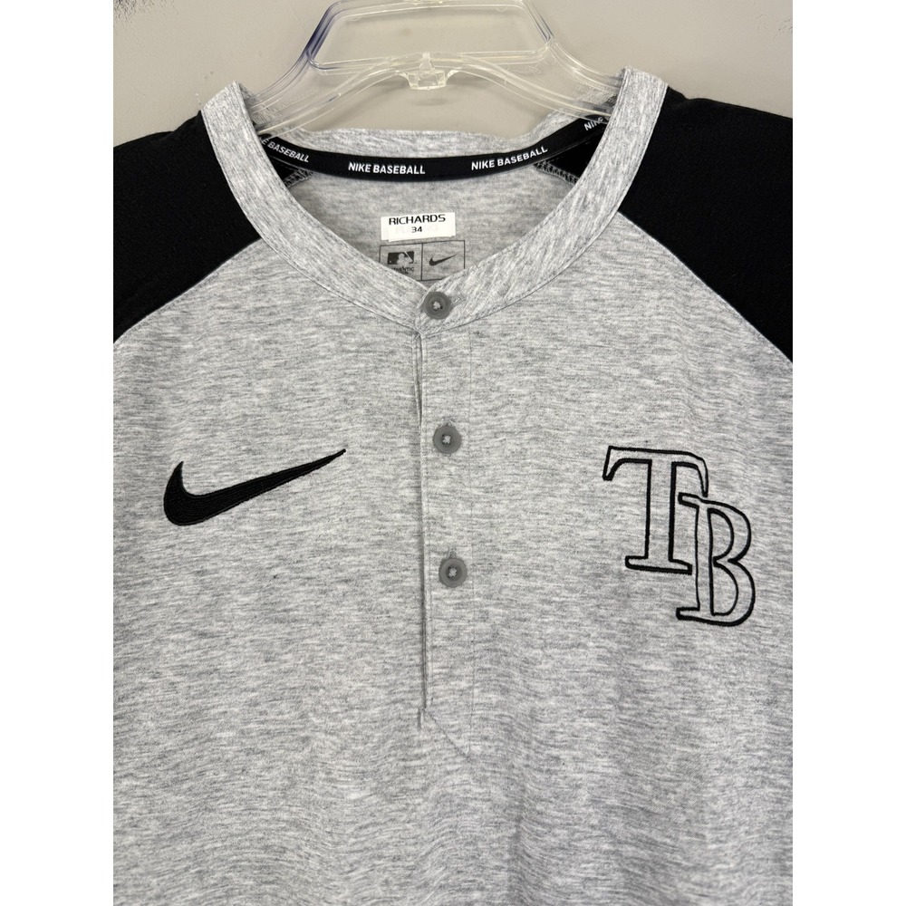 Nike Baseball Raglan Shirt Men's Large Tampa Bay Team Issued T. Richards RHP